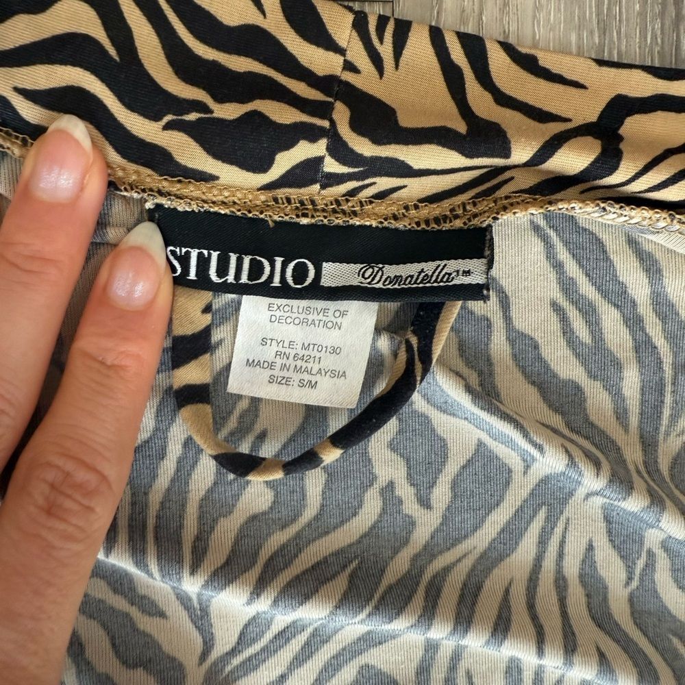 Studio Donatella Vintage Animal Print Zebra Intimates Sleepwear Robe S/M Y2k View 2